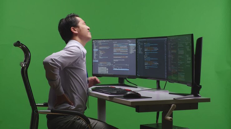Programmer experiencing back pain during work