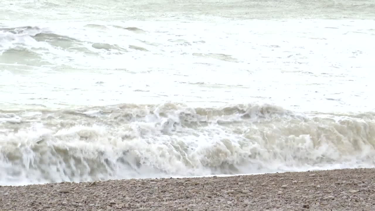 Stormy Ocean Waves Crashing on the Beach