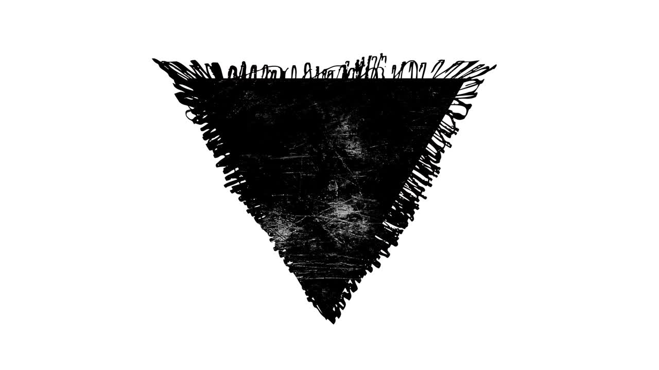 색 배경에 추상적인 그룬지 더러운 모노크롬 삼각형 모양, 트렌디한 빈티지 스 모션 스타일의 손상된 동적 요소, 디자인 배너, 스프에 대한 원활한 루프 애니메이션.