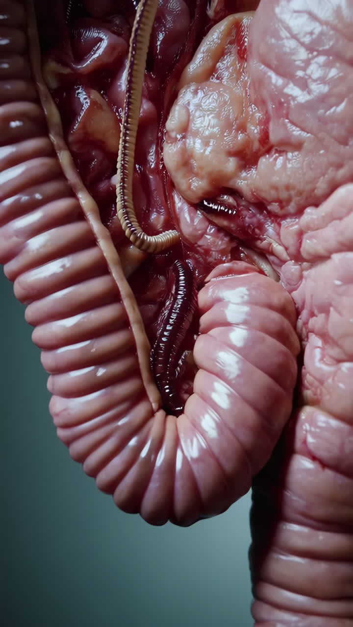 Close-up of Earthworm Anatomy