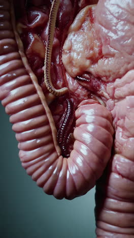 close-up of earthworm anatomy