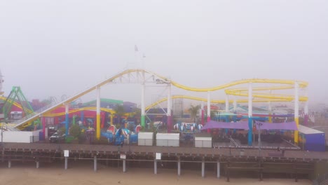 thick fog on the santa monica pier