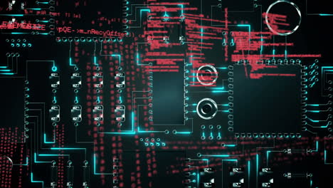 animación del procesamiento de datos sobre un fondo oscuro