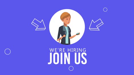 we are hiring lettering with businesswoman