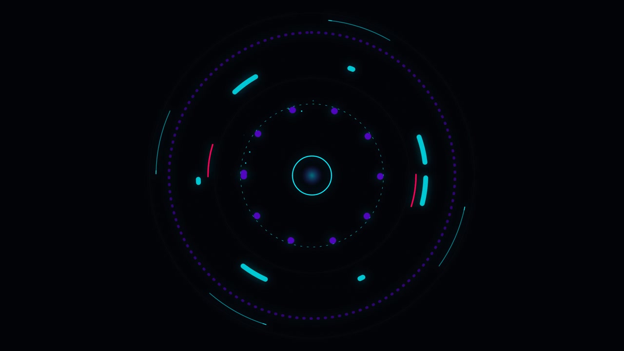 Abstract Digital HUD Interface With Rotating Circular Elements