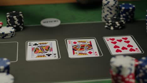 blackjack game in progress with cards and chips
