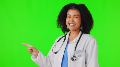 Doctor,-pointing-and-woman-face-on-green-screen