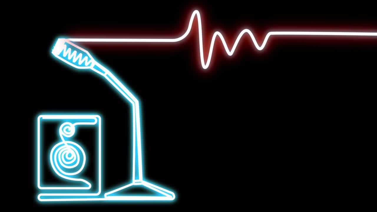 네온 데스크 마이크 아나운서 애니메이션