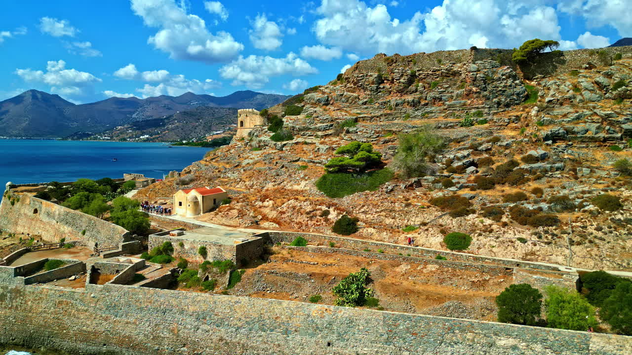 Aerial View of Spinalonga Fortress in Crete, Greece