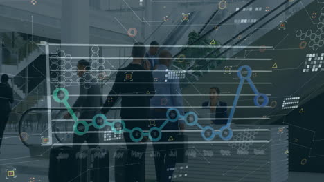 Animation-of-monthly-data-on-annual-graph-and-processing-data-over-diverse-travellers-at-airport