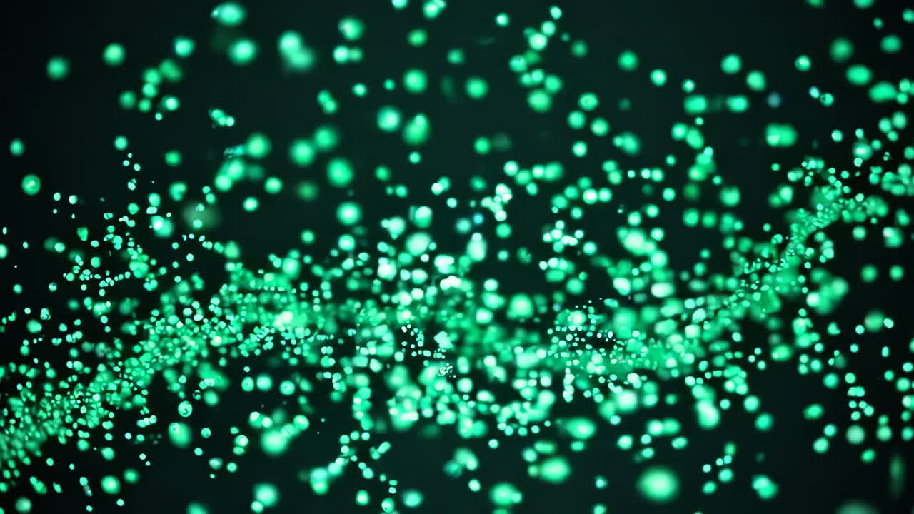 Abstract Green Particles on Dark Background