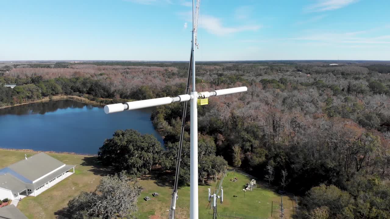 Cross-shaped Cell Phone Tower Installation in Tarpon Spring, FL