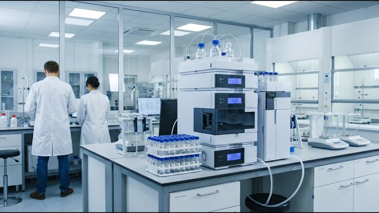 Scientists Working in a Modern Pharmaceutical Laboratory