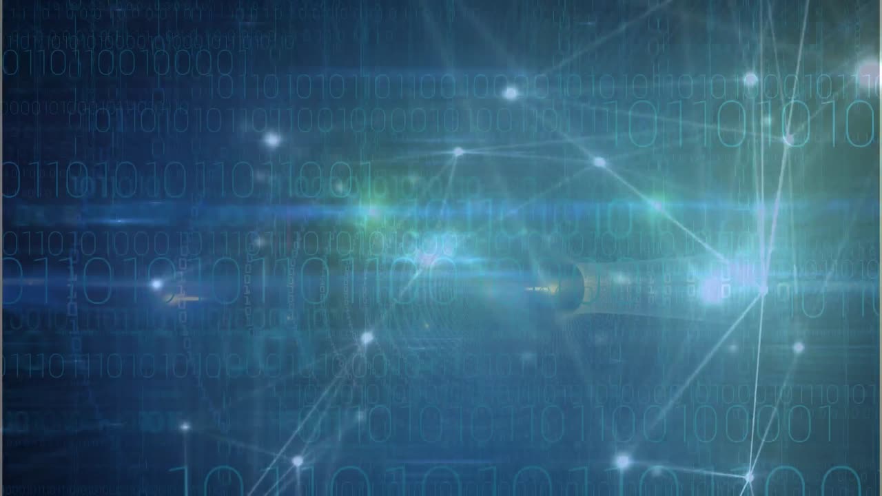 연결 네트워크를 통해 데이터 처리 및 바이너리 코딩의 애니메이션