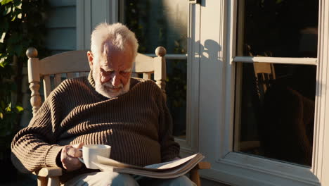 elderly man relaxing on porch