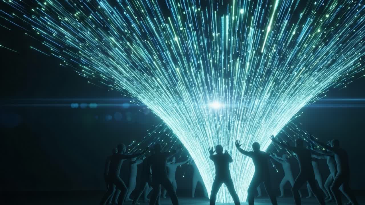 A Captivating Display of Light Burst Created by a Group of Individuals, Uniting Energy and Creativity in a Stunning Visual Performance