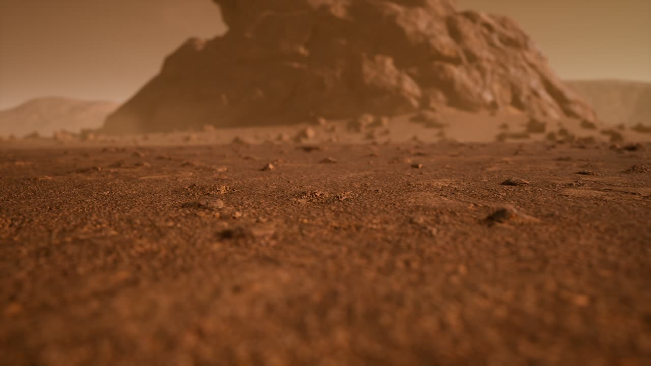 Fantastico paesaggio marziano in tonalità arancioni arrugginite