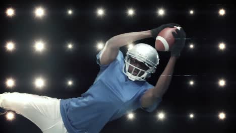 american football player against flashing lights