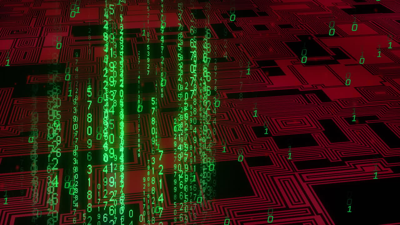 animación de procesamiento de datos digitales y codificación binaria sobre fondo negro