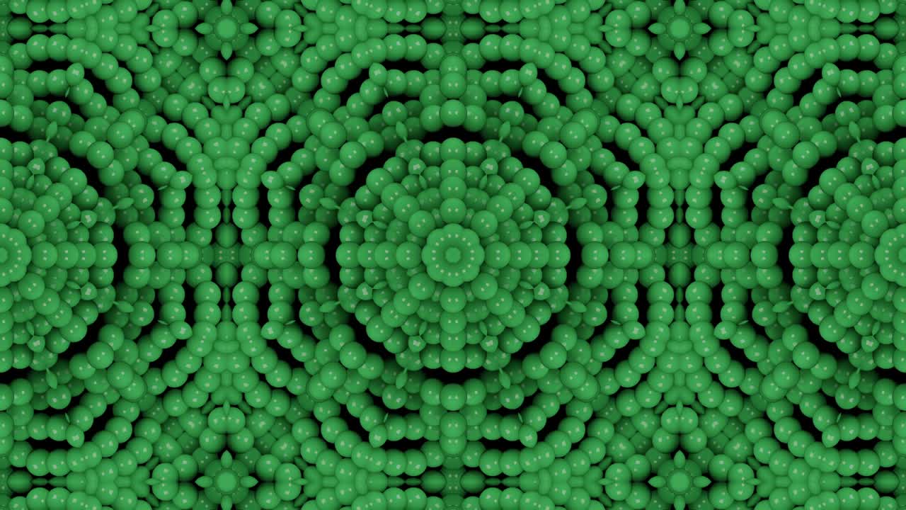 Abstract animated mosaic pattern with green balls. Simple seamless loop motion graphic background