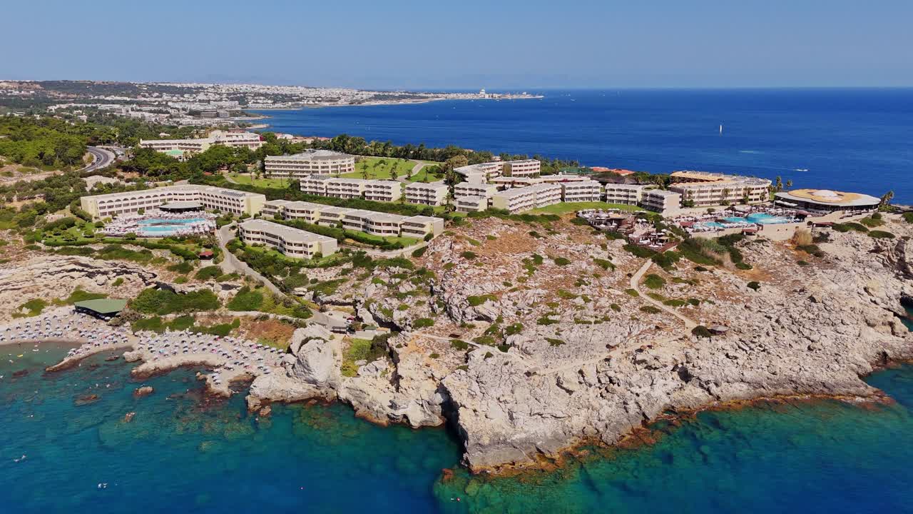 Aerial view of a beautiful coastal resort