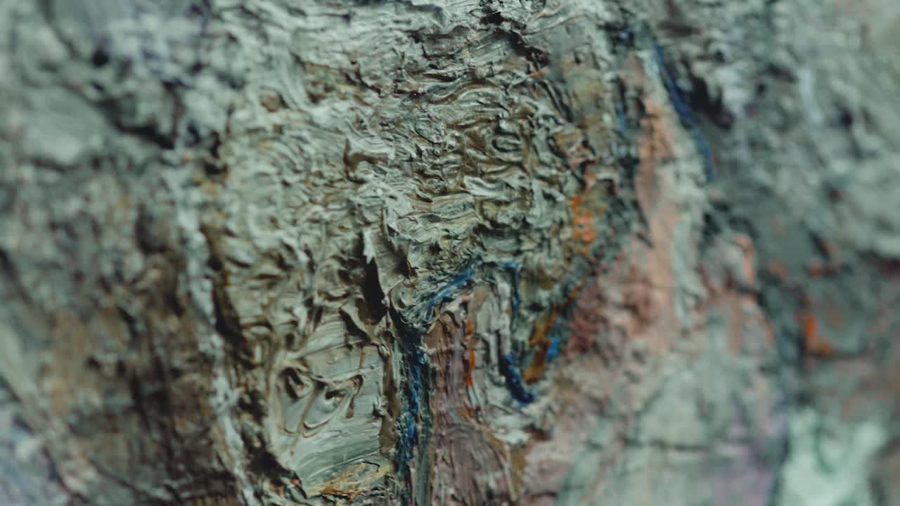 텍스처 된 솔 스트로크 를 가진 기름 그림 의 클로즈업