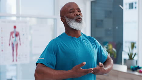 senior black man, yoga and relax in meditation