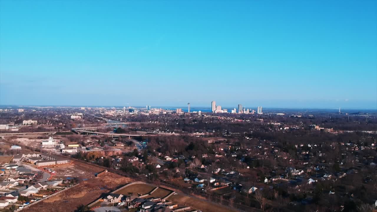 Aerial view of Niagara Falls in Canada