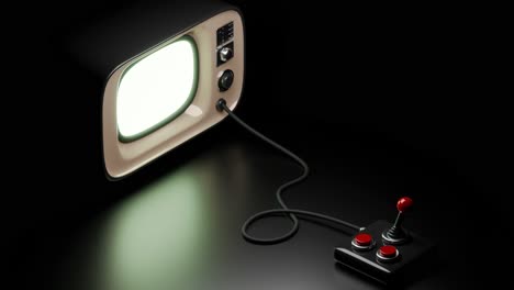 tv retro y controlador de juegos