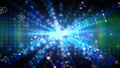 animación de puntos de luz sobre un fondo azul oscuro
