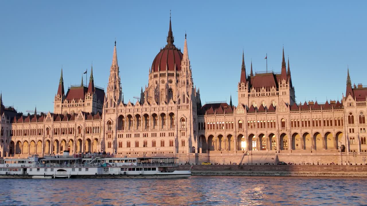 The Hungarian Parliament Building on the Danube River in Budapest
