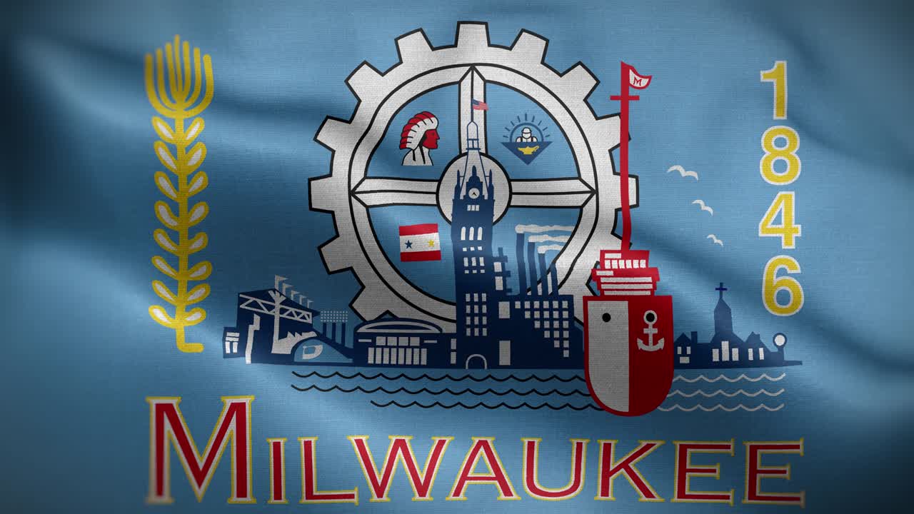Milwaukee Wisconsin USA Flag Loop Background 4K