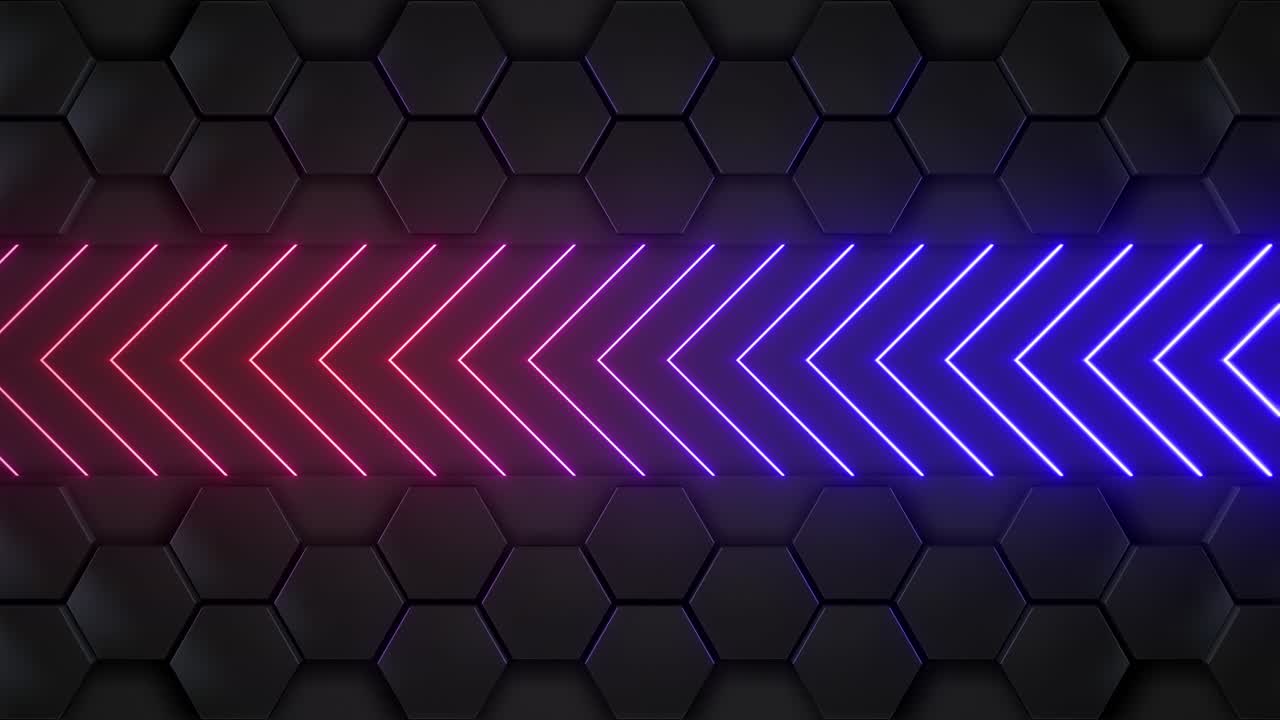 Neon Arrows on Hexagonal Background