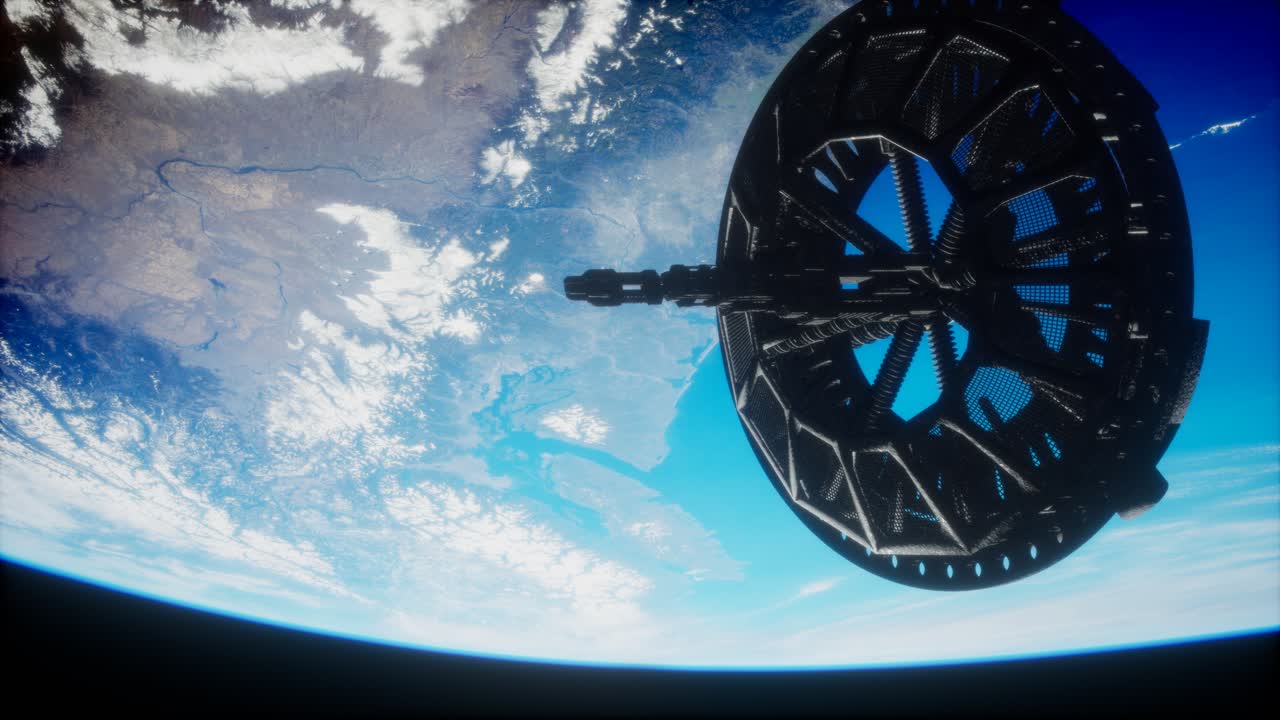 Satellite spaziale futuristico in orbita attorno alla Terra.