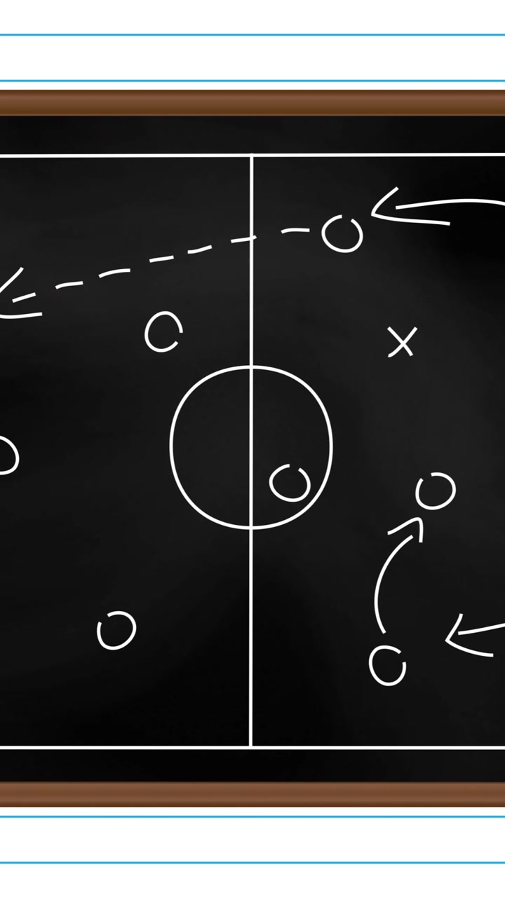 Animation of white arrows, x and circle symbols on sports court over lines against white background