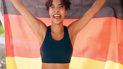 woman celebrating with the german flag