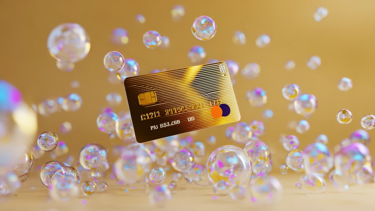 A Stunning Display of Floating Bubbles and Elegant Credit Cards, Showcasing Modern Design and Luxury. The Perfect Representation of Financial Freedom and Sophistication