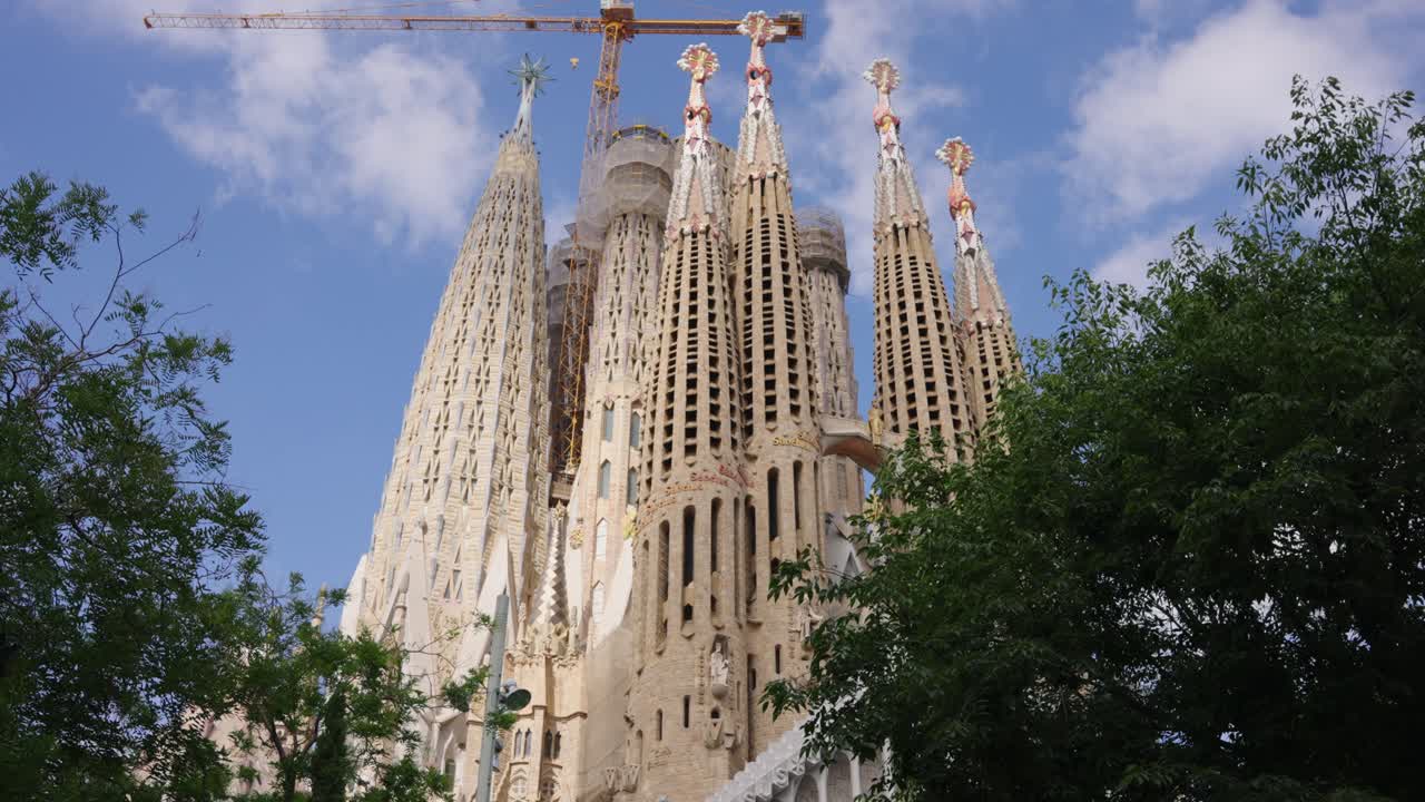Domes and sky of the Sagrada Familia in Barcelona, Spain