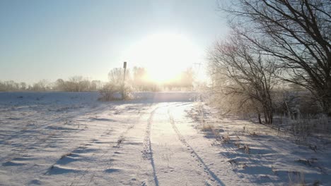 end of winter sun melting snow at elblag poland