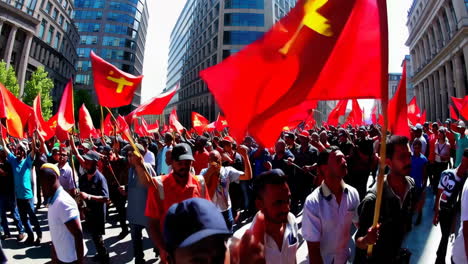 protest march in urban setting