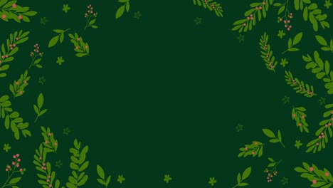 Animación-De-Plantas-Y-Flores-Diseño-Navideño-Sobre-Fondo-Verde