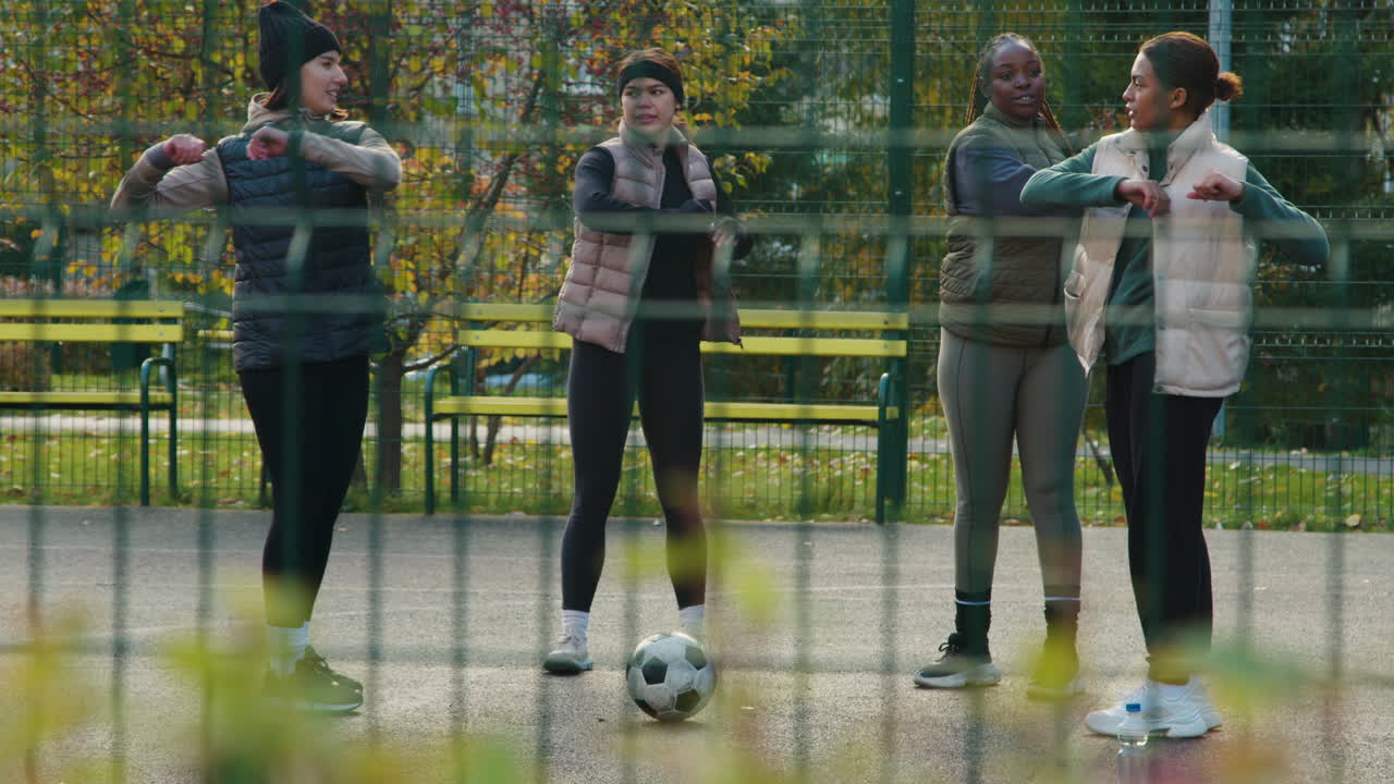Women stretching outdoors