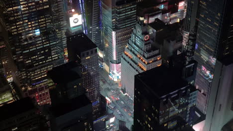aerial night view of times square, new york city