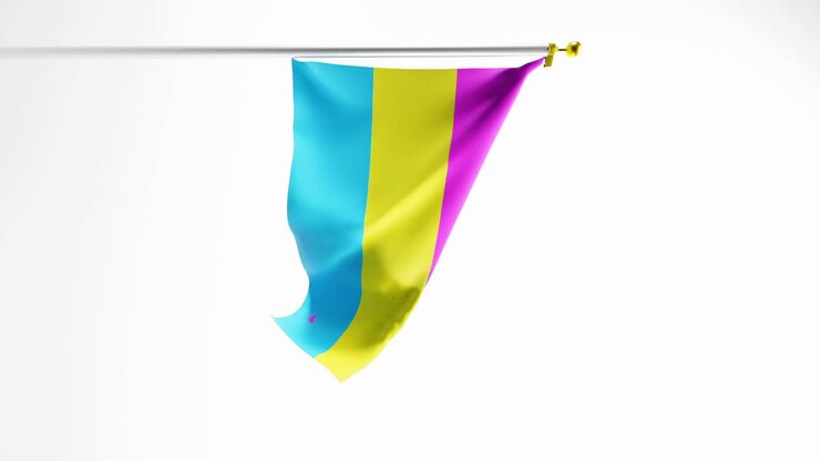 Vertikal video af panseksuelt pride flag vajende mod hvid baggrund