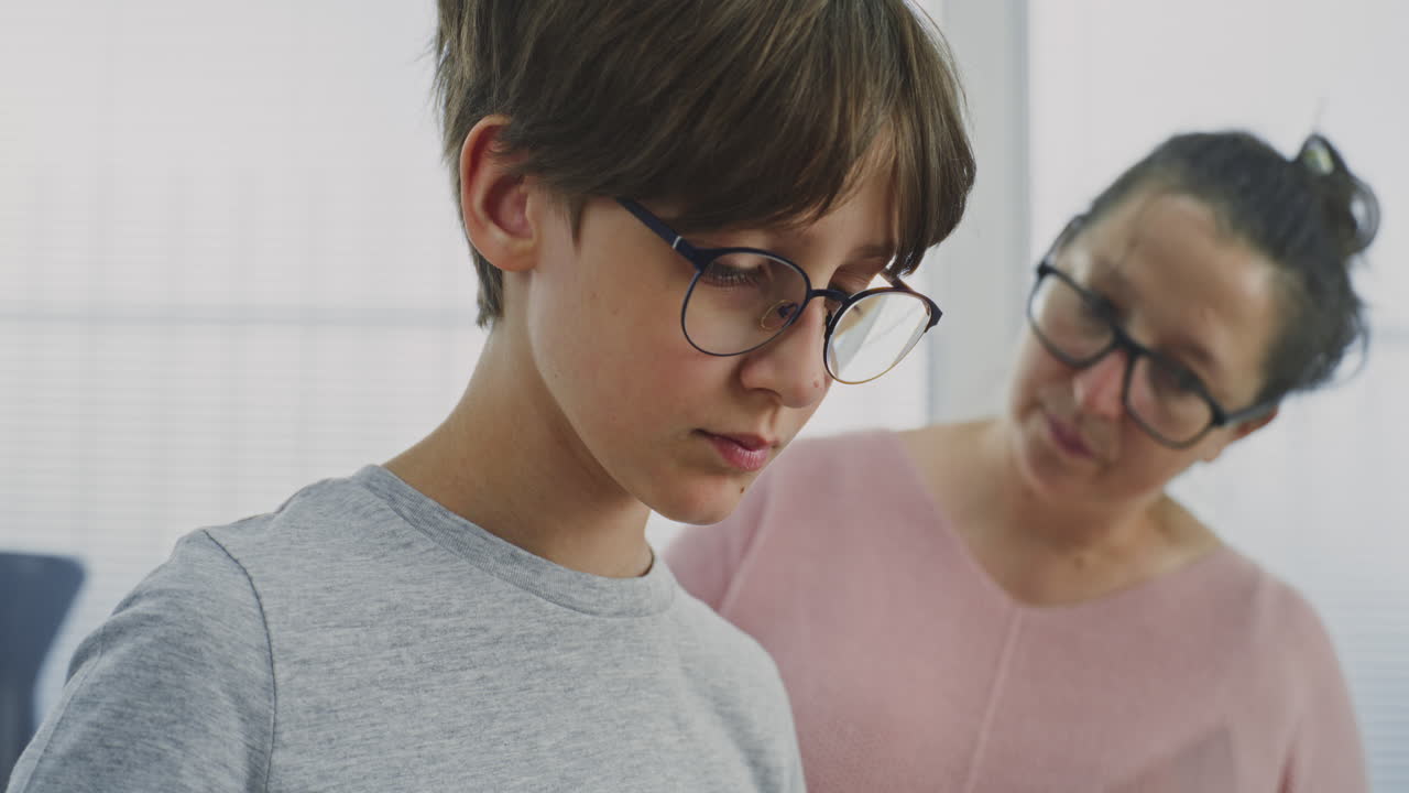 Close Up of Talented Boy Playing Violin During Music Lesson Violin Practice Class