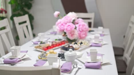 4k shot of a table set up for a tea party