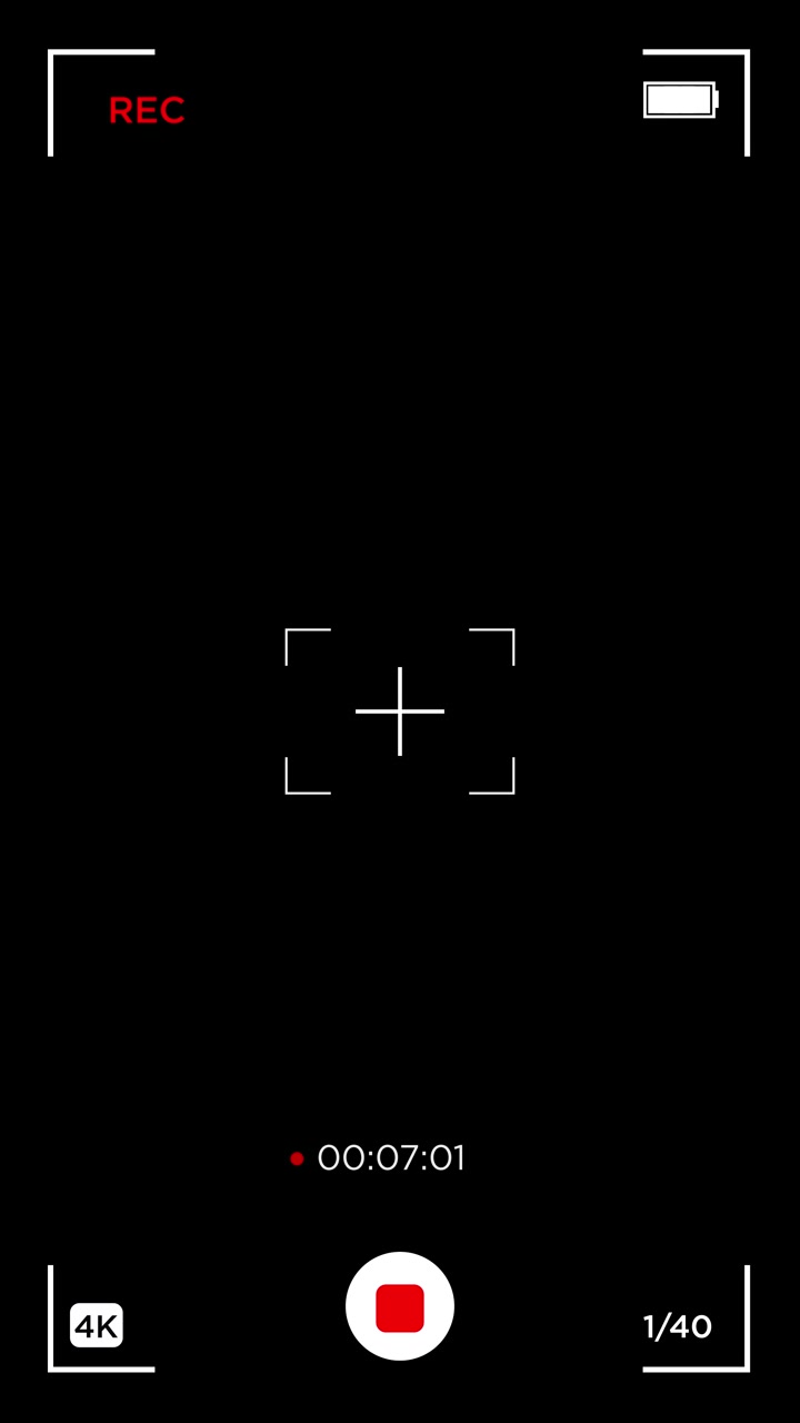 Digital Camera Recording Interface Overlay on Black Background