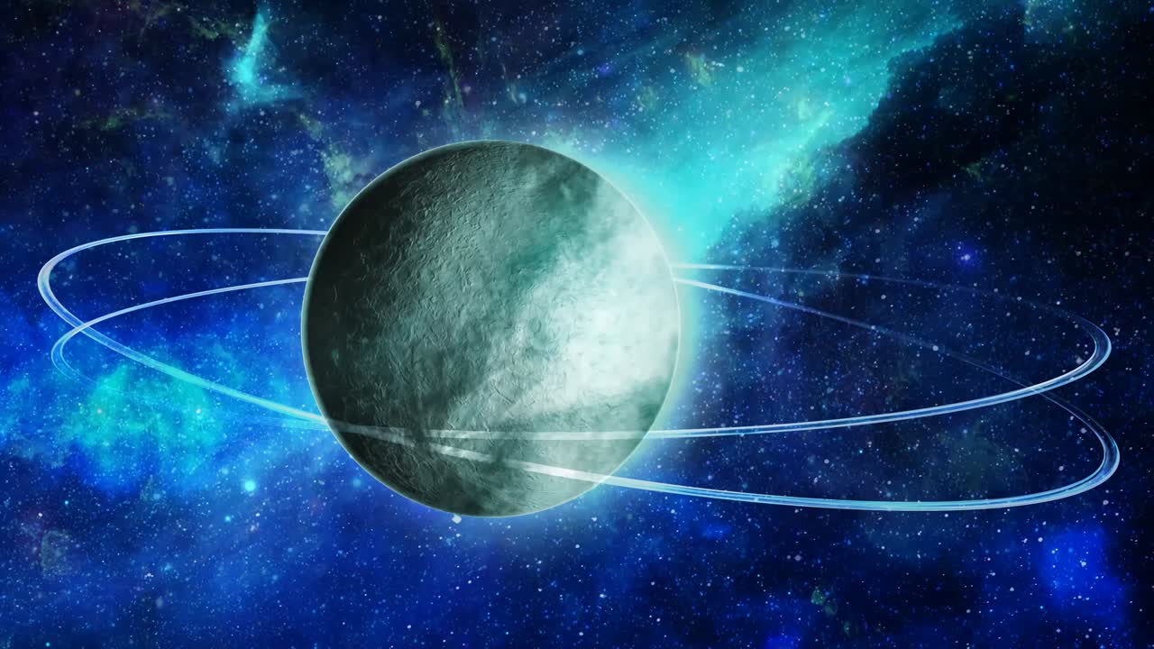 우주에서 숨을 는 이중 반지 행성 별과 함께 성운 - 4k 원활한 루프 모션 배경 애니메이션