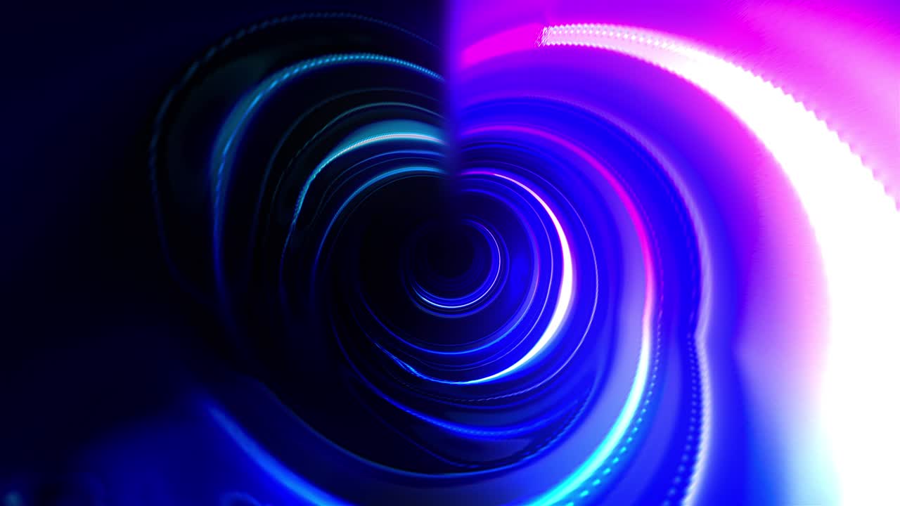 un túnel futurista brillante, generado por computadora. renderización 3d de fondo abstracto. dentro de un corredor giratorio