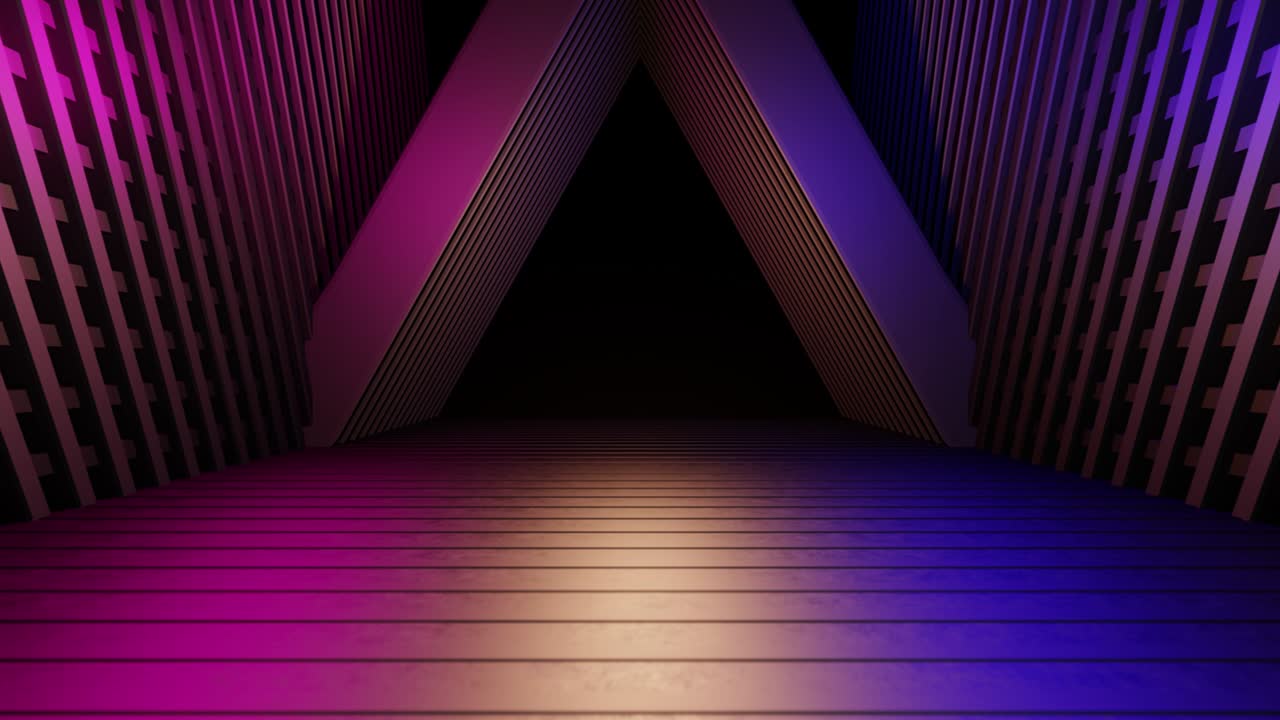 abstracto neon sala de nave espacial futurista con humo de energía